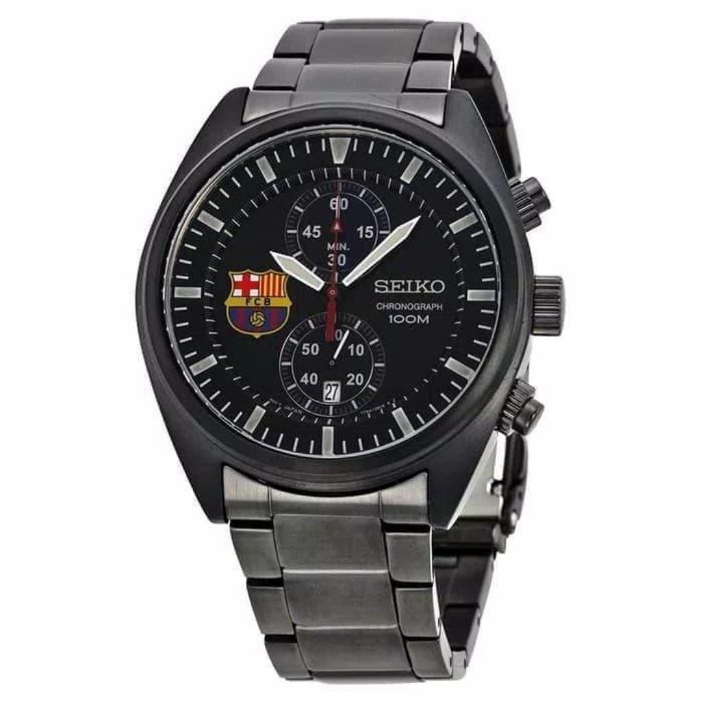 SEIKO STRAP STAINLESS HITAM CHRONOGRAPH