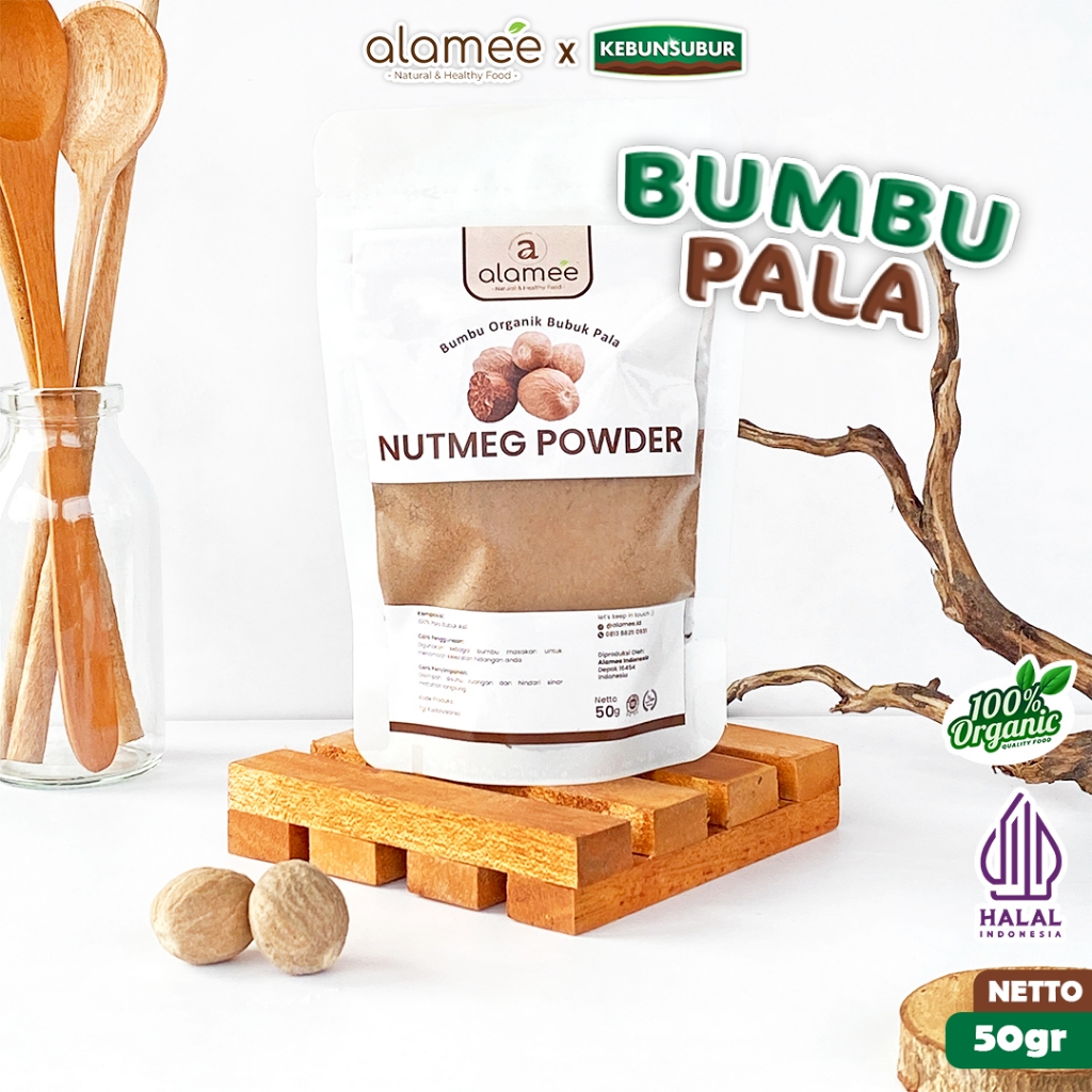 

ALAMEE Pala Bubuk Bumbu Dapur Nutmeg Powder Rempah Murni Asli Seasoning Organik 50 Gram