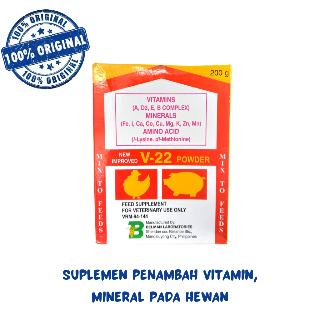V22 POWDER 200 GRAM - suplemen makanan ayam penambah vitamin mineral
