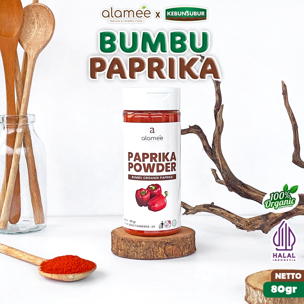 

ALAMEE Paprika Powder Ground Bumbu Dapur Instan Bubuk Organik Murni Asli Seasoning Tabur kebunsubur