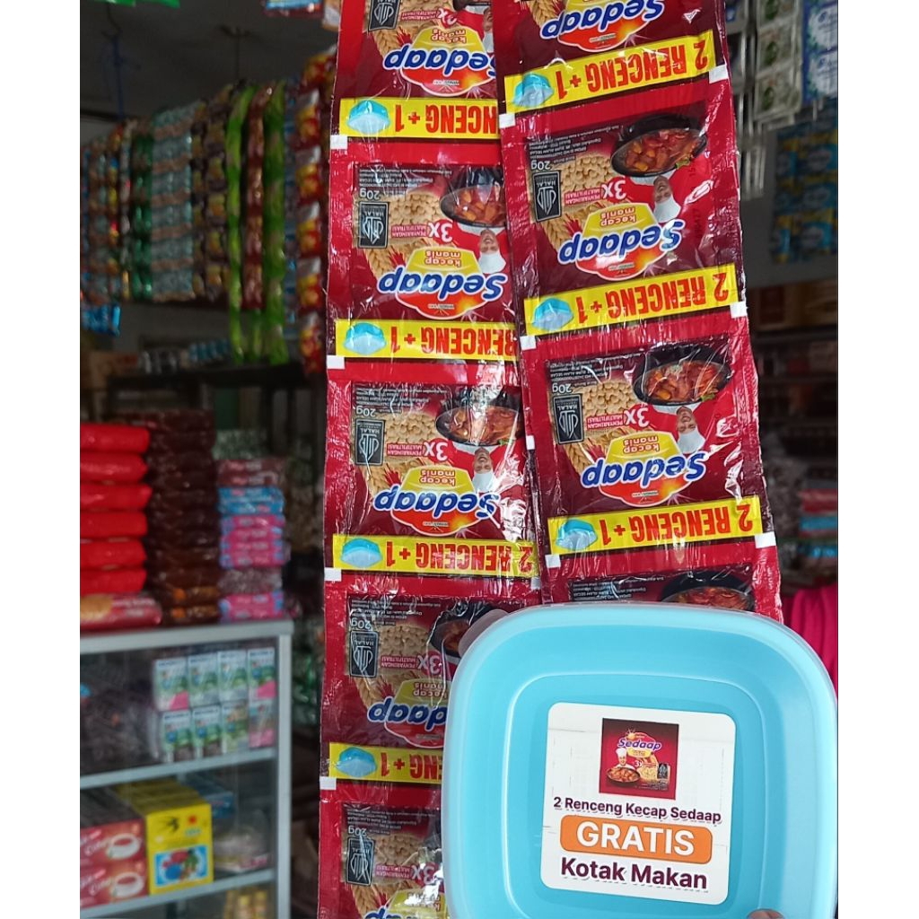 

Kecap Sedaap renceng 500an isi 24 pcs free kotak makan
