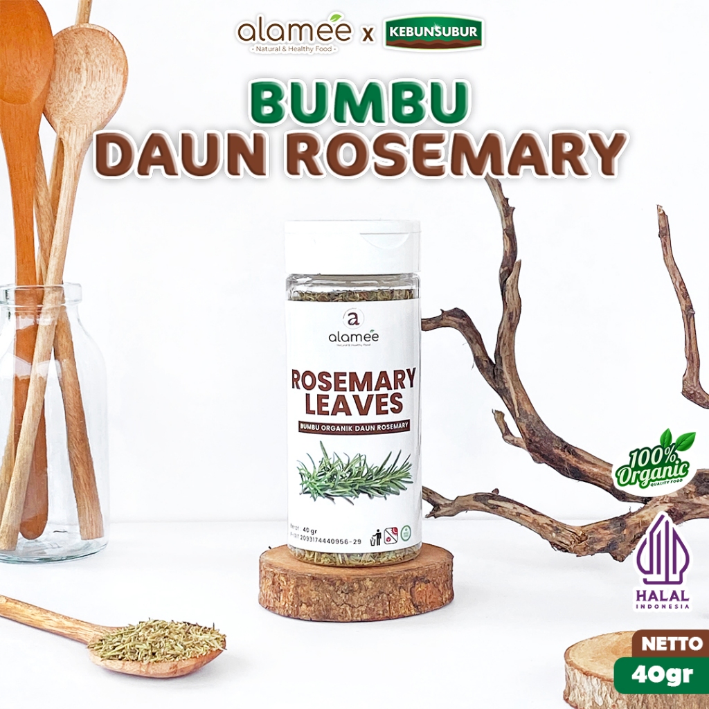 

ALAMEE Dried Rosemary Daun Kering Dried Leaves Organik Garnish Murni Asli Bumbu Tabur kebunsubur