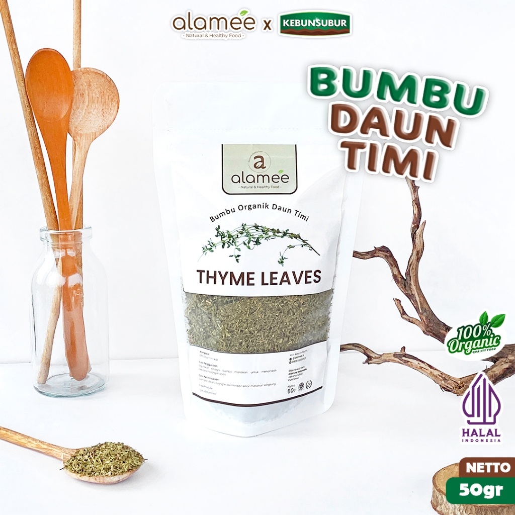 

ALAMEE Daun Thyme Kering Timi Bumbu Dapur Organik Garnish Dried Leaves Murni Asli Seasoning 50 Gram kebunsubur