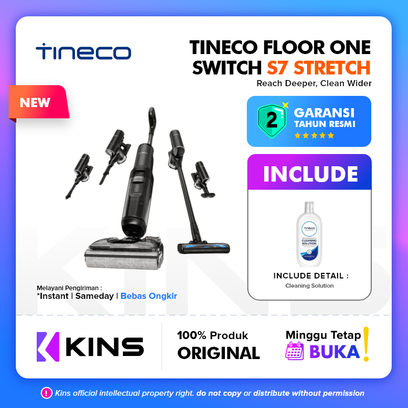 Tineco Floor One Switch S7 Stretch Wet and Dry Cordless Stick Vacuum Cleaner and Floor Washer Vakum 