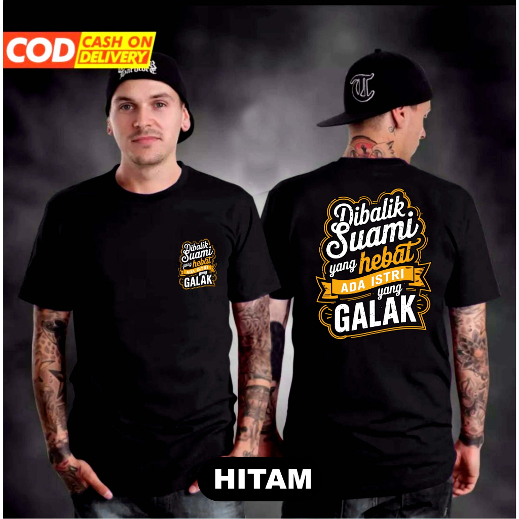 kaos distro kata kata dibalik suami yang sukses ada istri yang galak / kaos dewasa fashion pria