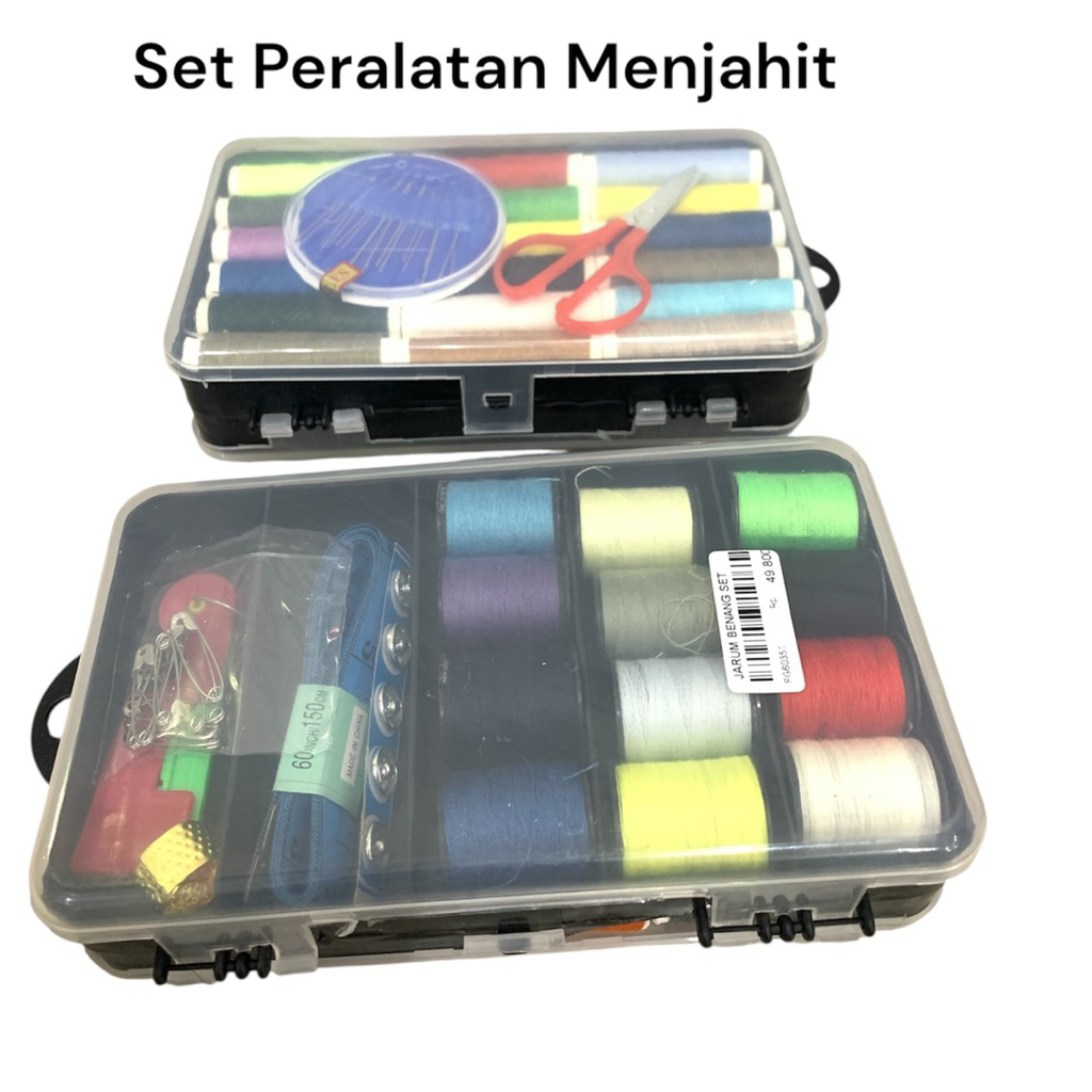 Jarum Benang Set / Set Peralatan Menjahit Kemasan Box Isi Banyak / Benang Jahit Set Box Isi Bolak Ba