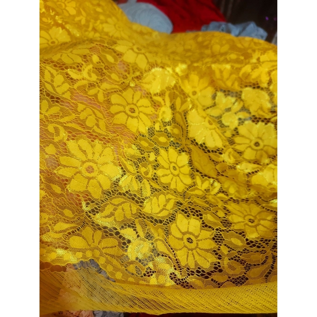 kain brokat premium  - kain brokat kebaya  - kain brokat luxury - kain brokat katun original( kuning