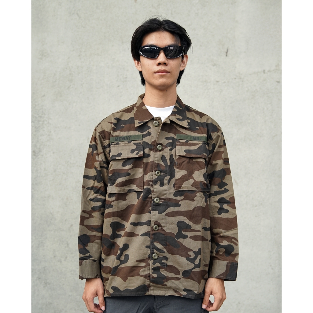 MGEE Jaket Kemeja Loreng Shirt Jacket Camo MGWAY Series Chou C003 Olive