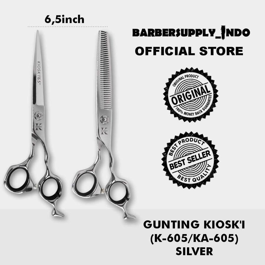 

KIOSK'I SCISSOR SET GUNTING SET POTONG & PENIPIS KIOSK'I (K-605 & KA-605) 6.5 INCH SILVER