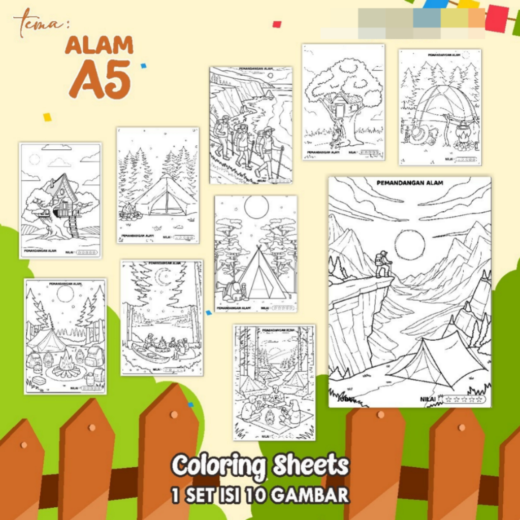 

KERTAS GAMBAR MEWARNAI TEMA [ALAM] A5 ISI 10 LEMBAR - COLORING SHEET FOR KIDS READY STOCK
