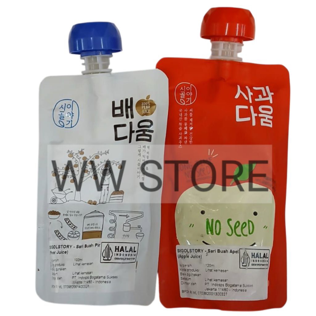 

Minuman sari buah pir apel halal MUI SIGOLSTORY Pear 100ml Apple 120ml Juice