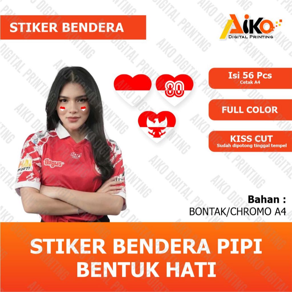 

STIKER BENDERA PIPI A4 ISI 56 pcs BENTUK HATI | STIKER BENDERA MERAH PUTIH KECIL
