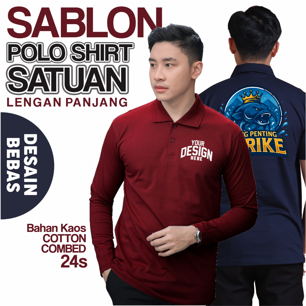Kaos Kerah, Polo Shirt, Custom Logo Design Sendiri Sablon Satuan, Sablon Satuan, Custom Satuan, Polo