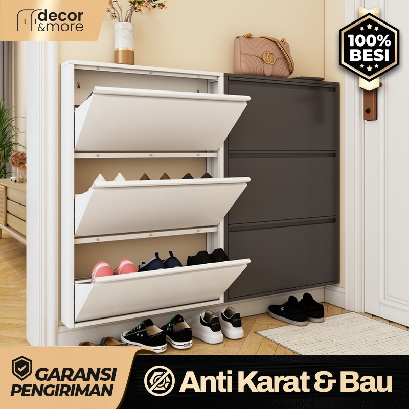 Rak sepatu Besi 4 Susun White Kuat tebal Lemari Sepatu Aluminium Lemari Sepatu Besi Rak Sepatu Susun