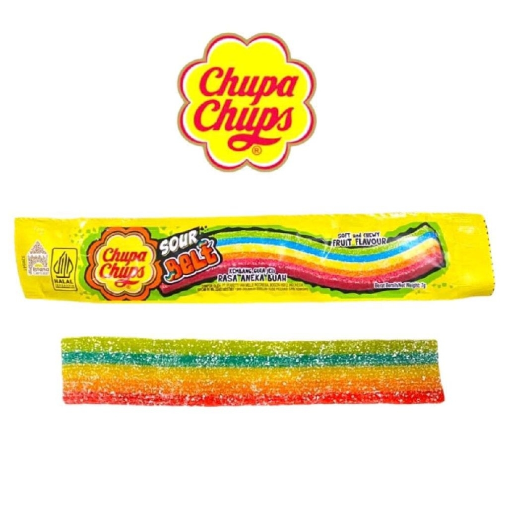 

Chupa Chups Sour Belt 168 gram ( is 24 pcs ) Chupa chups Sour Belt Promo Candy Food Snacks Cup Camilan Instan Jeli