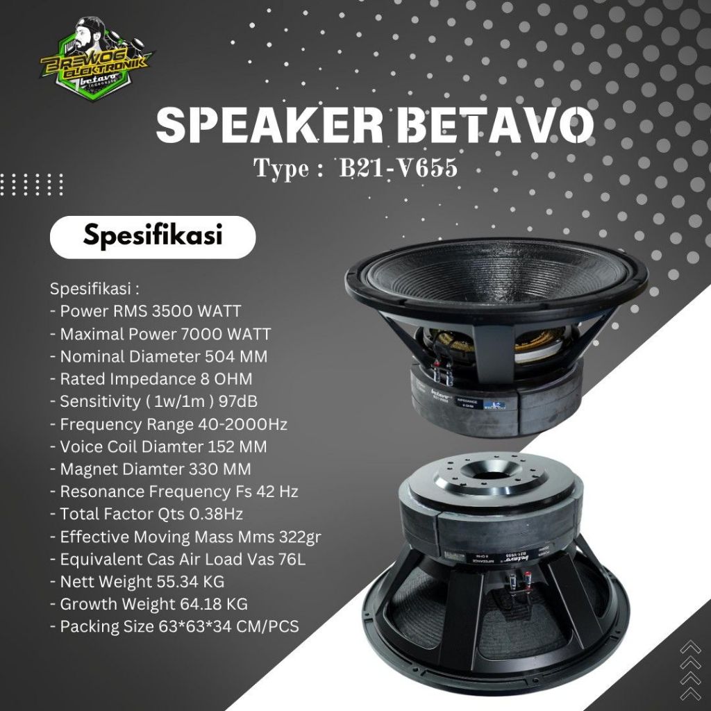 KOMPONEN SPEAKER  B21 V655 BREWOG BETAVO INDONESIA