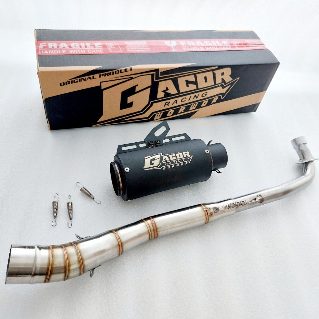 Knalpot racing original gacor short black for jupiter z burhan supra x 125 revo absolut dll
