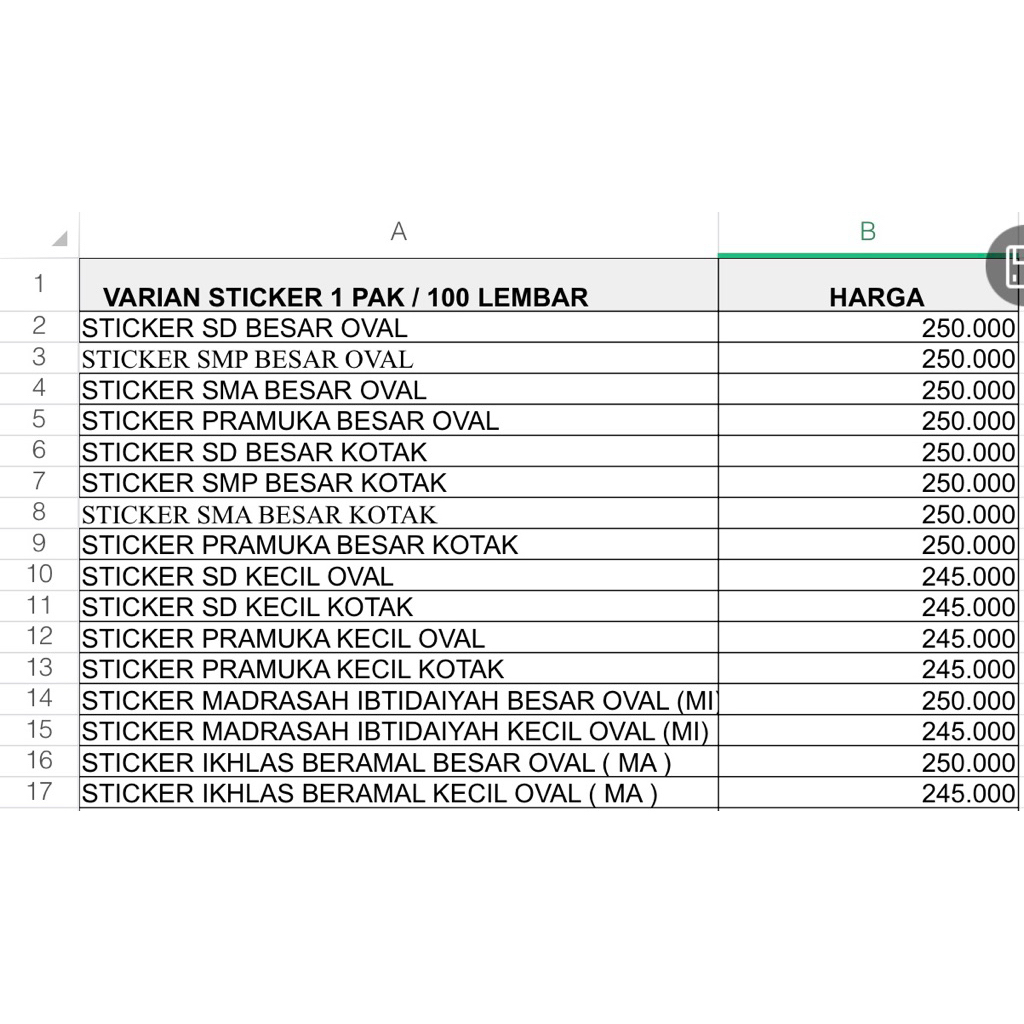 

GROSIRAN STICKER KEPALA SEKOLAH HARGA DI ATAS UNTUK PEMBELIAN 3 PACK