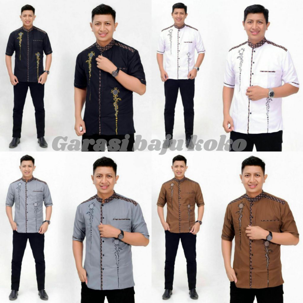 baju koko pria baju koko muslim baju koko kombinasi lengan pendek baju koko kerah shanghai