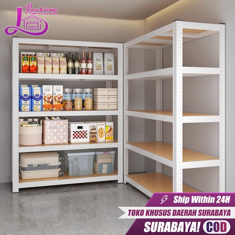 [Surabaya Express]Rak Besi Siku 6 Susun Rak Gudang Serbaguna Rak Gudang Rak Dapur Rak Supermarket Ra