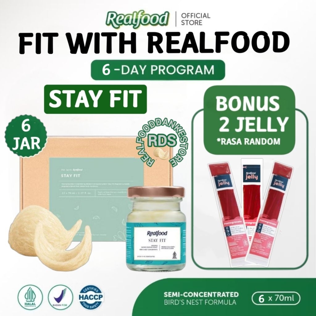 

Realfood Stay Fit Trial 6 Botol Bonus Jelly ( Minuman Sarang Burung Walet ) RDS
