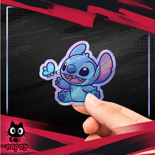 

Stiker Hologram Film Lilo & Stitch Cute Stitch 9