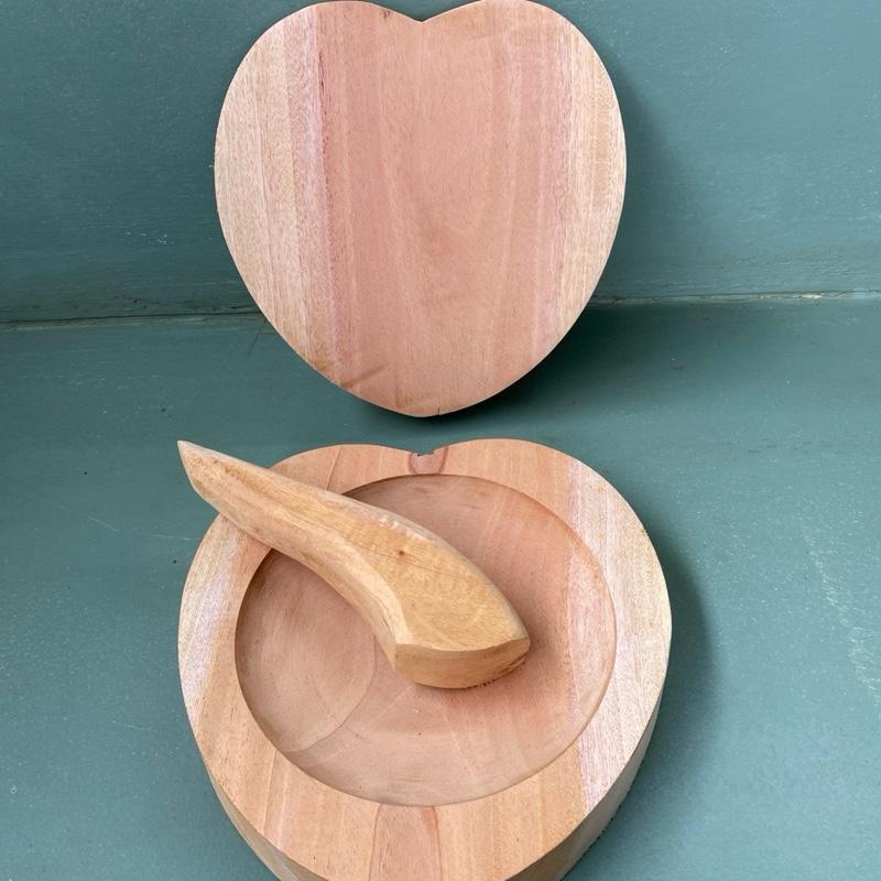 Cobek/Coet Karakter Love Asli Kayu Free Muntu/Ulekannya