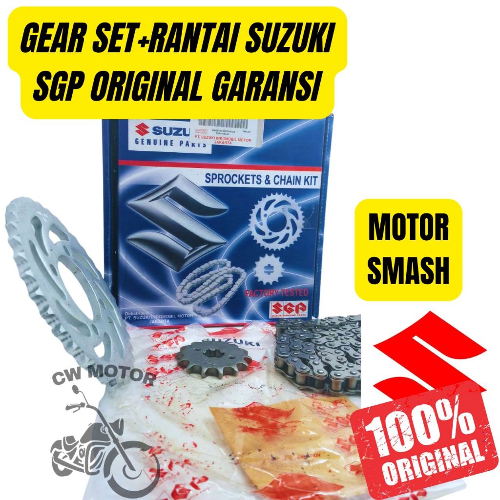 GEAR SET+RANTAI SUZUKI SGP MOTOR SMASH 100% ORIGINAL (GARANSI)