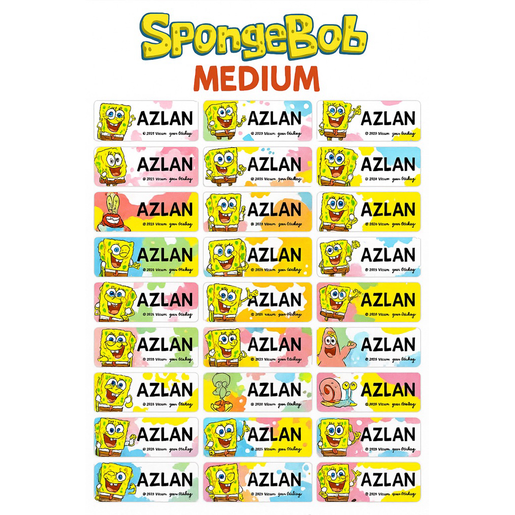 

Label nama ORI Spongebob size S dan M