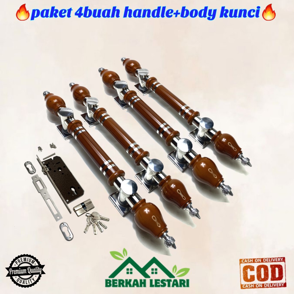 gagang tarikan pegangan handle pintu rumah minimalis pilihan panjang 50cm bahan stainless dan kayu u
