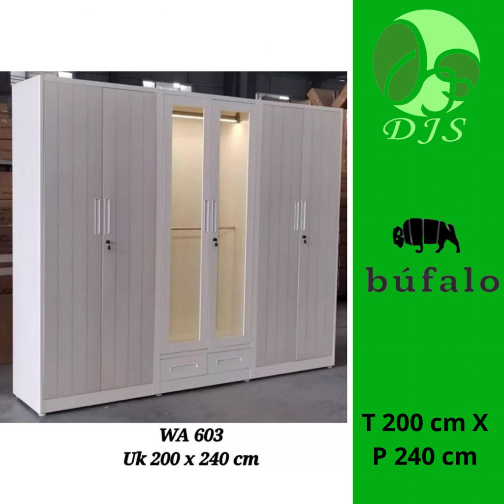 Lemari Baju Besi Swing WA-WB-6 pintu  Lemari Baju Estetik Bahan tebal ya - Lemari Baju Modern Besi -