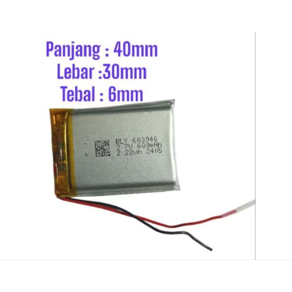 603040 batre baterai headset bluetooth batre handsfree MP3 GPS