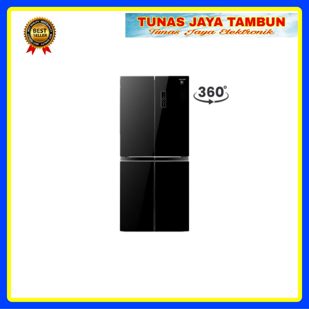 Sharp Kulkas 4 Pintu SJIF51PGBK Queen Series Inverter 472 Liter / 401 Liter / KULKAS SBS SHARP SJ-IF