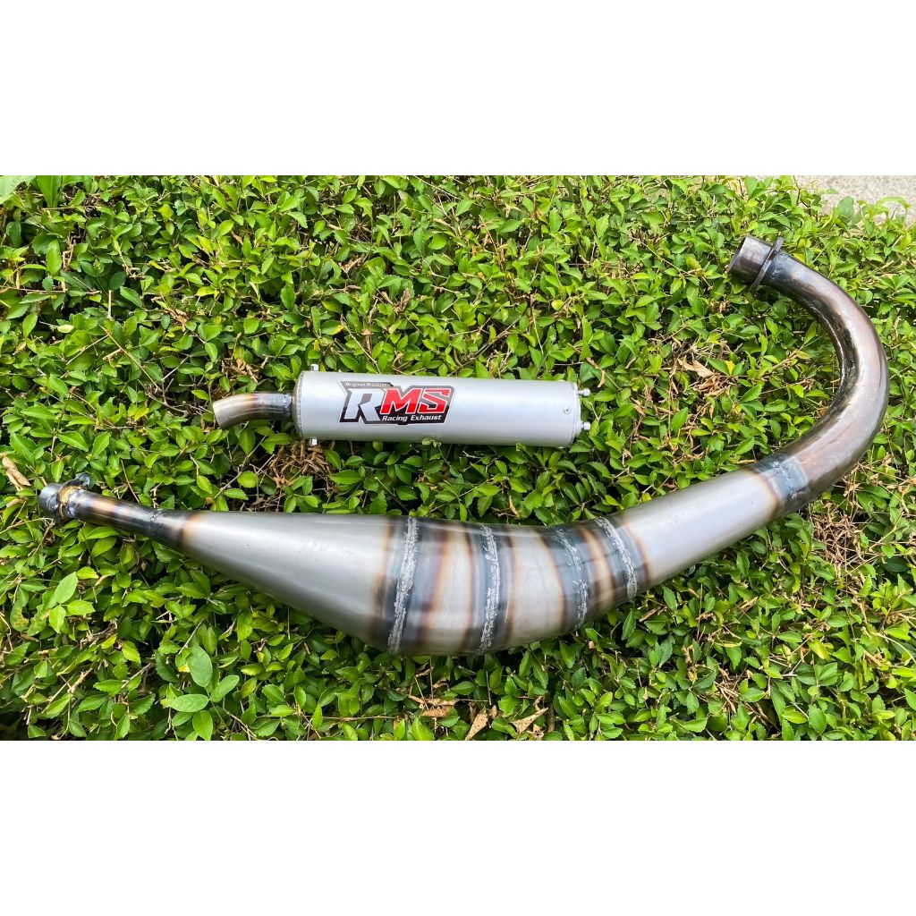 knalpot 2tak satria model kolong samping bahan plat finishing clear suara Kemrincing