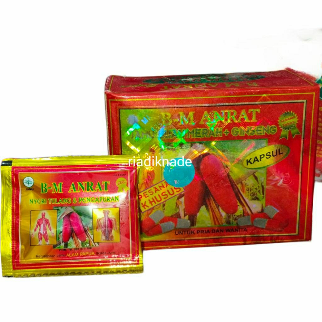 Kapsul Buah merah papua plus ginseng BM anrat box 30 sachet- obat reumatik dan dll