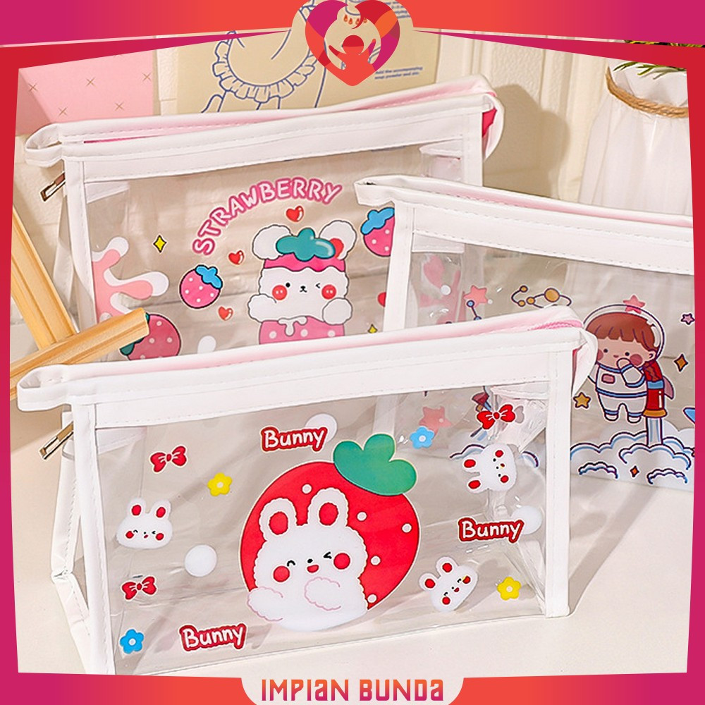 

EC Pouch Tempat Pensil Transparan Motif Kartun Multifungsi / Tas Pencil Case Anak Ala Korea Travel Serbaguna Impian Bunda A60