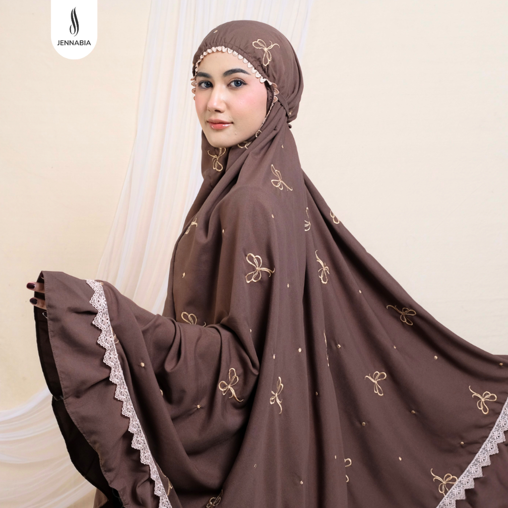 JENNABIA - Mukena Ribbon Coquette Bordir Pita Rempel Renda Mewah