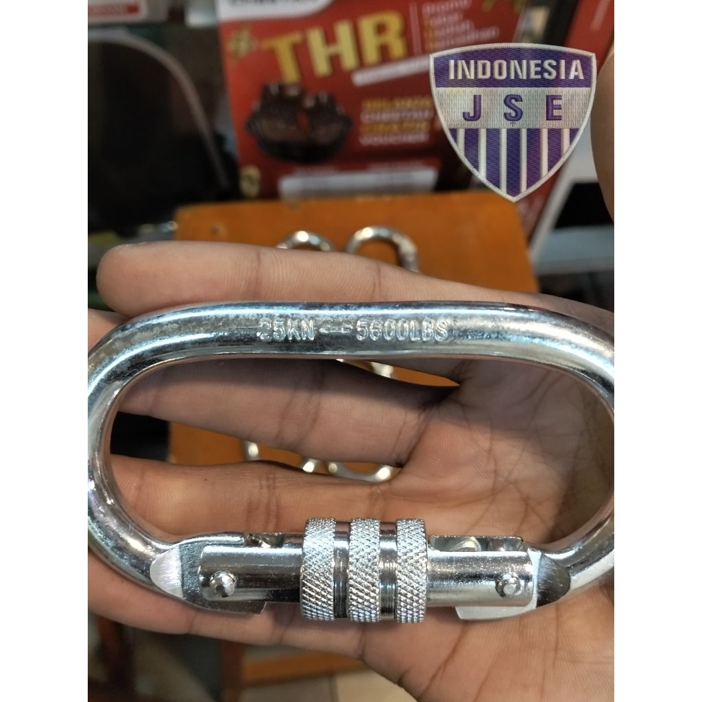Carabiner panjat tebing stainless 25KN Screw Lock