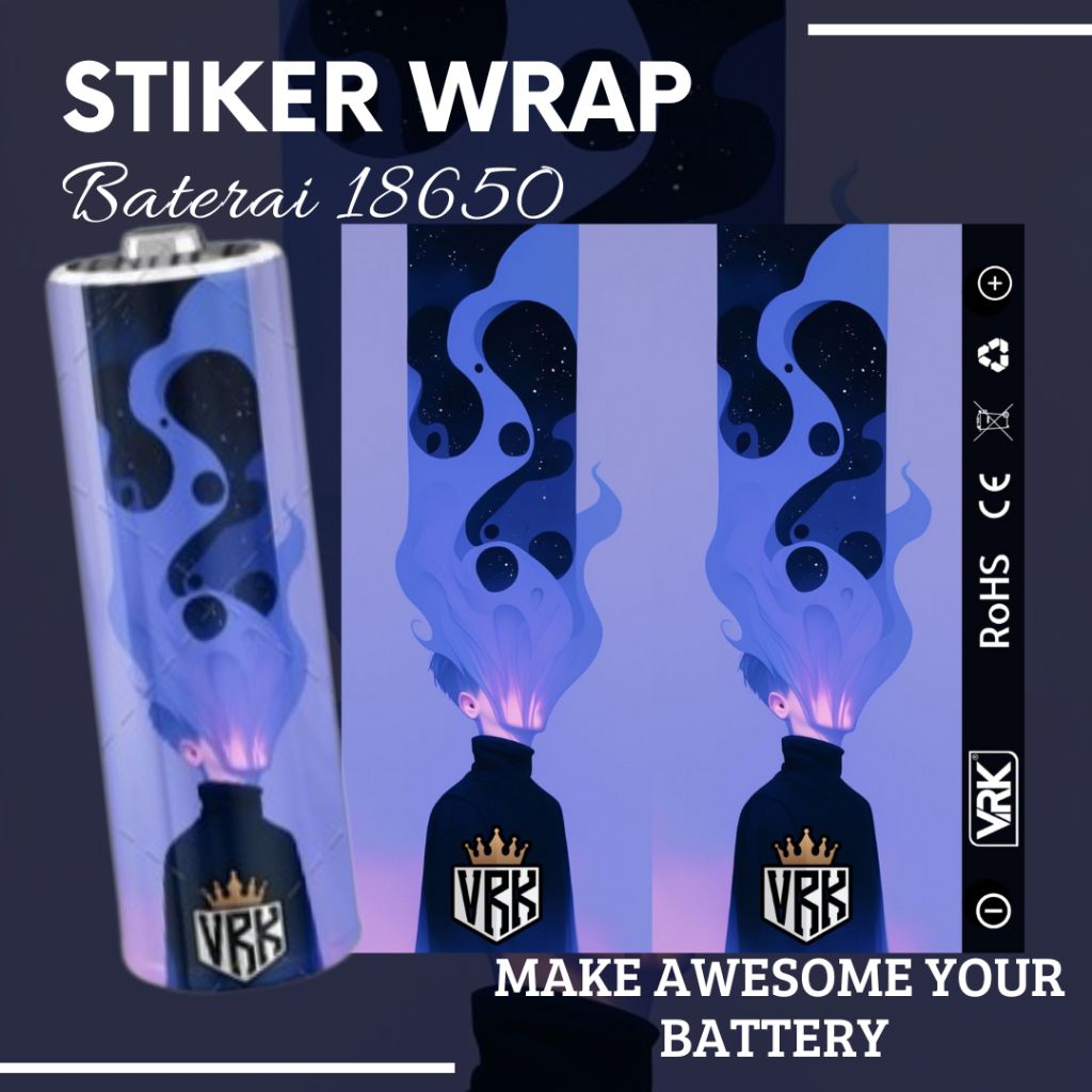 

FAMSTORE Pelindung Baterai Stikerskin Wrap Baterai 18650 Motif Dark Neon |Dark Anti Gores Dan Anti Air Waterproof