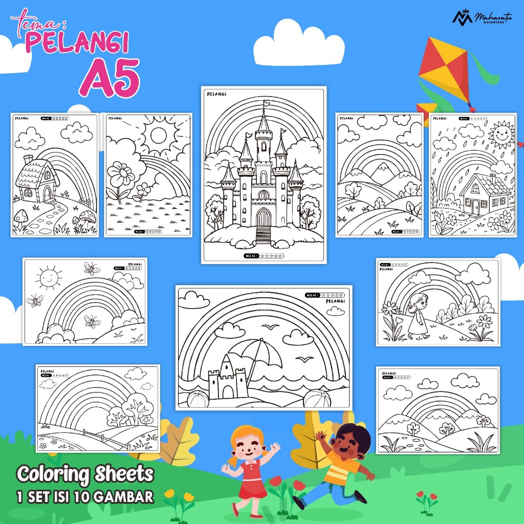 

KERTAS MEWARNAI EDUKASI ANAK TEMA PELANGI READY STOCK - COLORING SHEET ISI 10 LEMBAR UKURAN A5