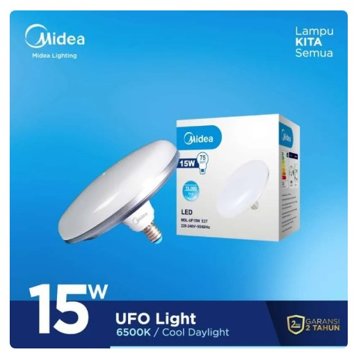SMAKMUR Midea Lampu Led UFO 15W'  24W' 30W' Putih 6500K