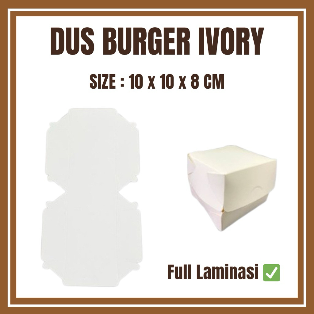 

Dus Burger Ivory 10 x 10 x 8 cm Warna Putih Termurah & Terlaris full laminasi