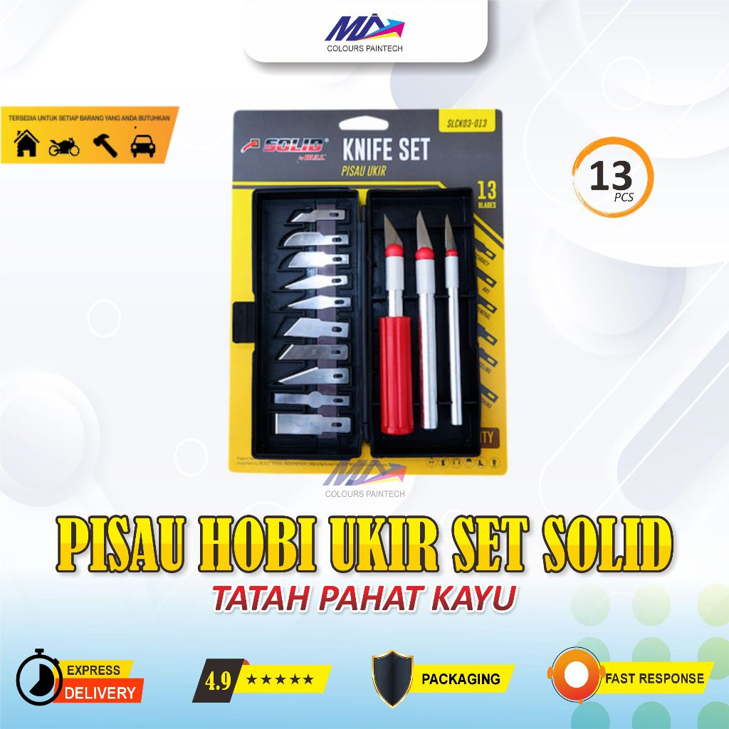 PISAU HOBI UKIR SET SOLID (TATAH PAHAT KAYU) (13 PCS)