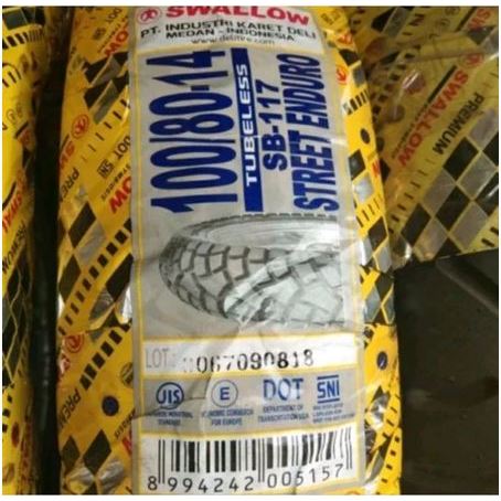 Ban Luar Tubeless (TL) Ring 14 Swallow Street Enduro SB -117 Semi Trail 100/80-14 & 110/80-14 Swallo