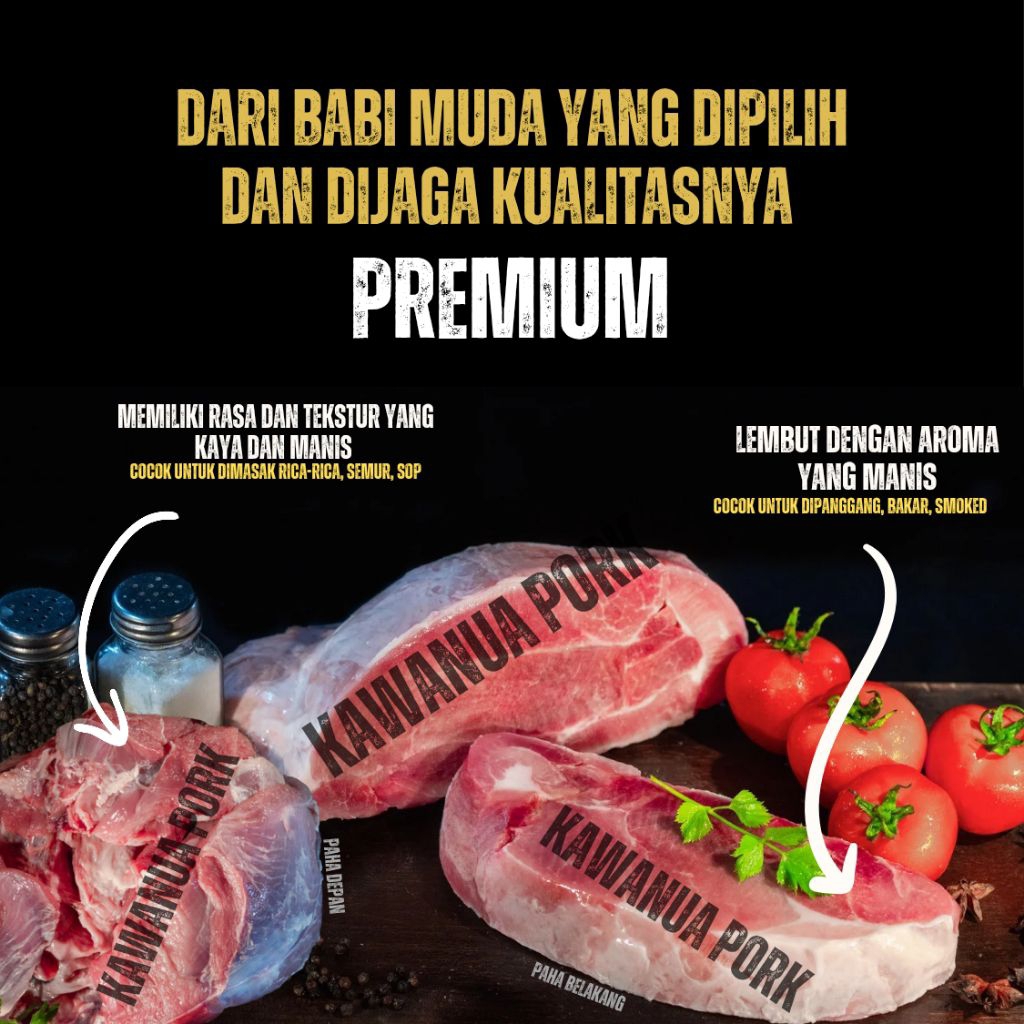 

Daging paha utuh / Daging babi kupas tanpa kulit frozen 1 kg