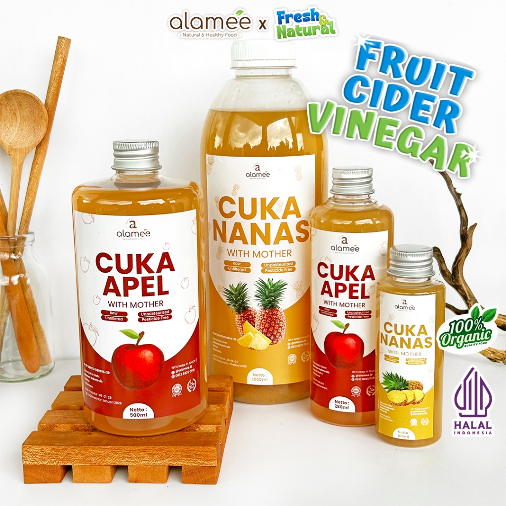 

ALAMEE Cuka Apel Nanas Original Vinegar With Mother Premium Organik Pine Apple Cider Vinegar fresh and natural
