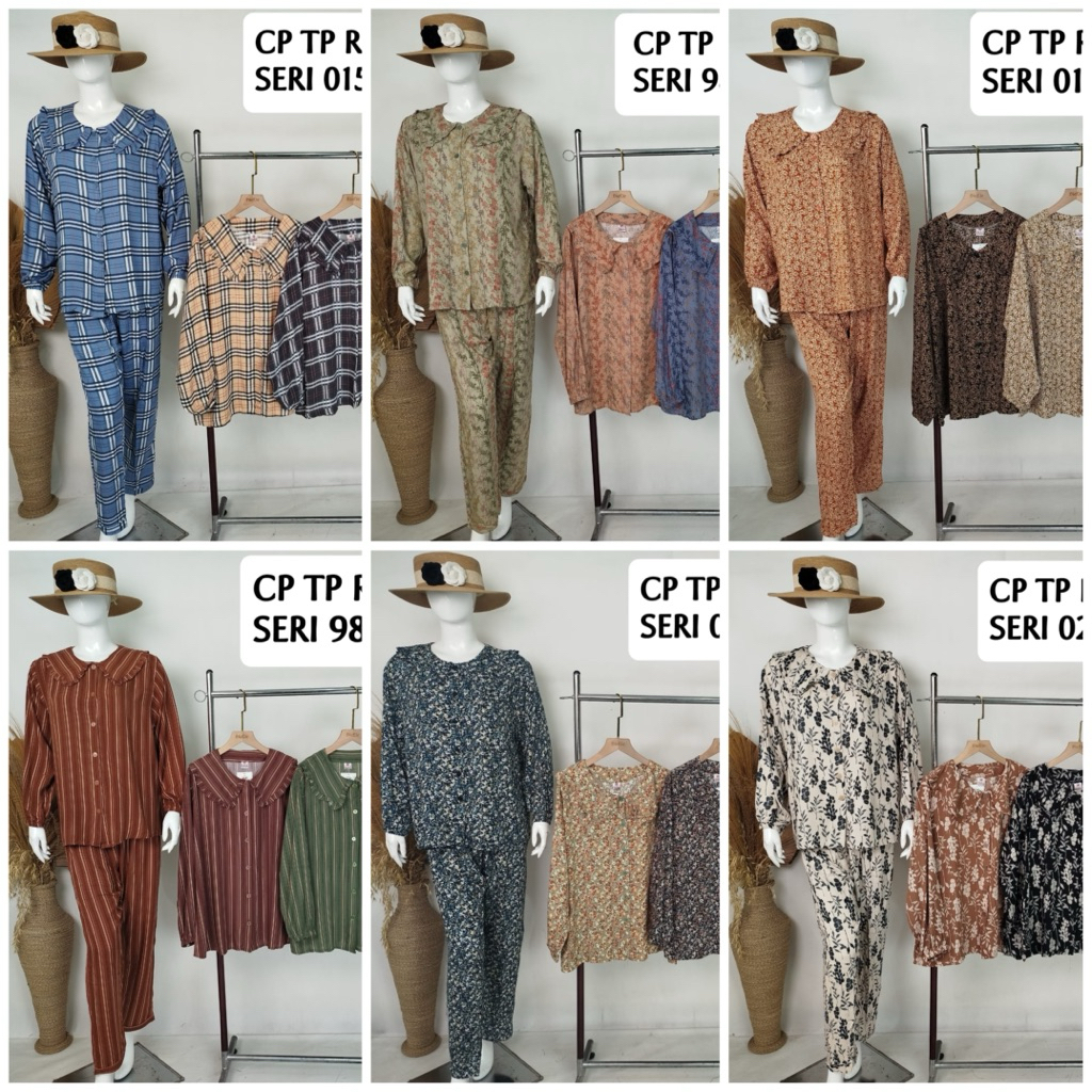 (101946) SIE LIE PP Rayon Lengan Panjang Standar rayon /setelan baju tidur rayon lengan panjang/onse