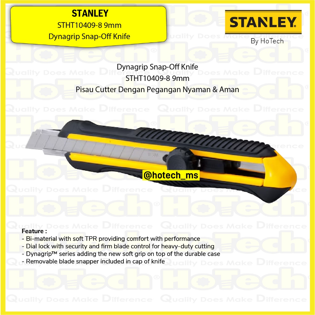 

Stanley Dynagrip Snap-Off Knife STHT10409-8 / Cutter Jepret 9 mm Stanley