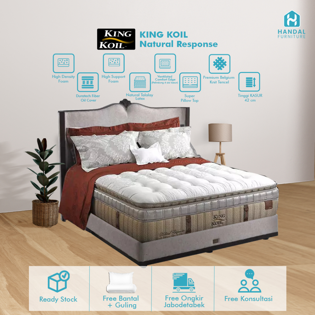 Kasur Springbed King Koil Natural Response 100x200, 120x200, 160x200, 180x200, 200x200 Pocket Latex 