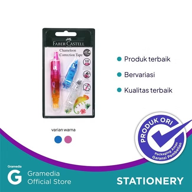 

Gramedia Karawaci - FABER CORRECTION TAPE CHAMELEON+2REFILL BARREL PINK 163328R